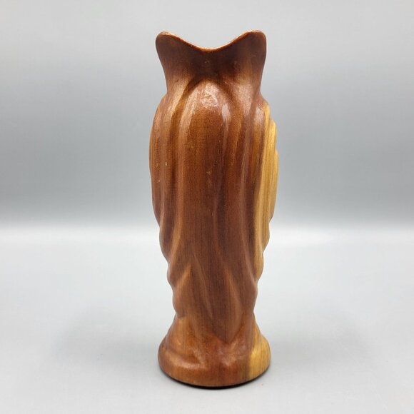 Vtg Handcrafted Carved Cherry Wood Folk Art Vase Les Smith Home Decor 6.75" - Picture 2 of 11